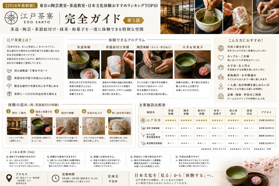 【2026年最新版】東京の陶芸教室・茶道教室・日本文化体験おすすめランキングTOP10【第3部】