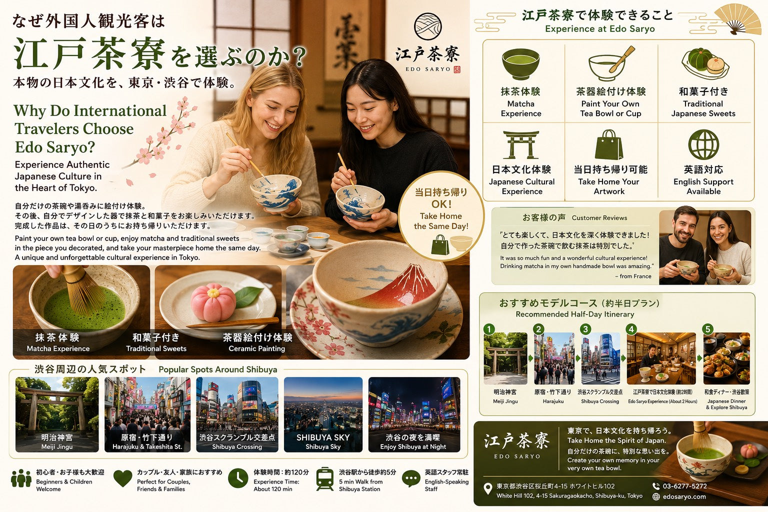 なぜ外国人観光客は江戸茶寮を選ぶのか？    本物の日本文化を、東京・渋谷で体験。