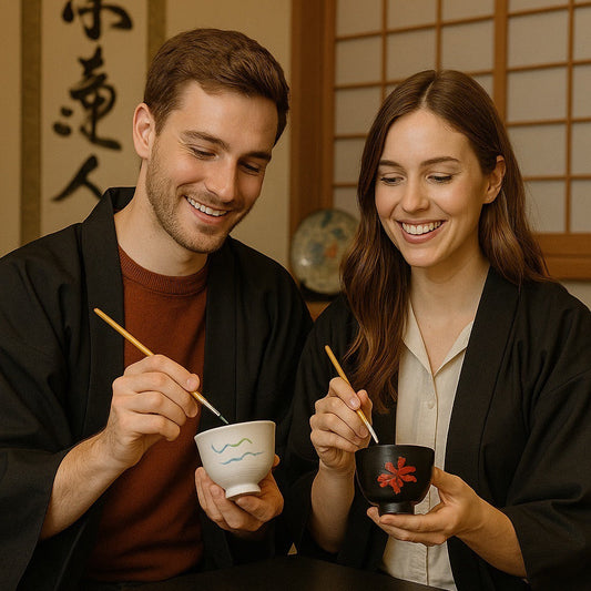【渋谷　平日】江戸塗りプラン・茶器の絵付とお茶とお菓子の体験　お得なカップル・デートプラン（2名様分）