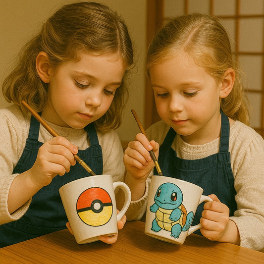 【渋谷　土日祝】好きな画像を描くプラン・茶器の絵付とお茶とお菓子の体験　お得なお子様プラン（小学生まで）